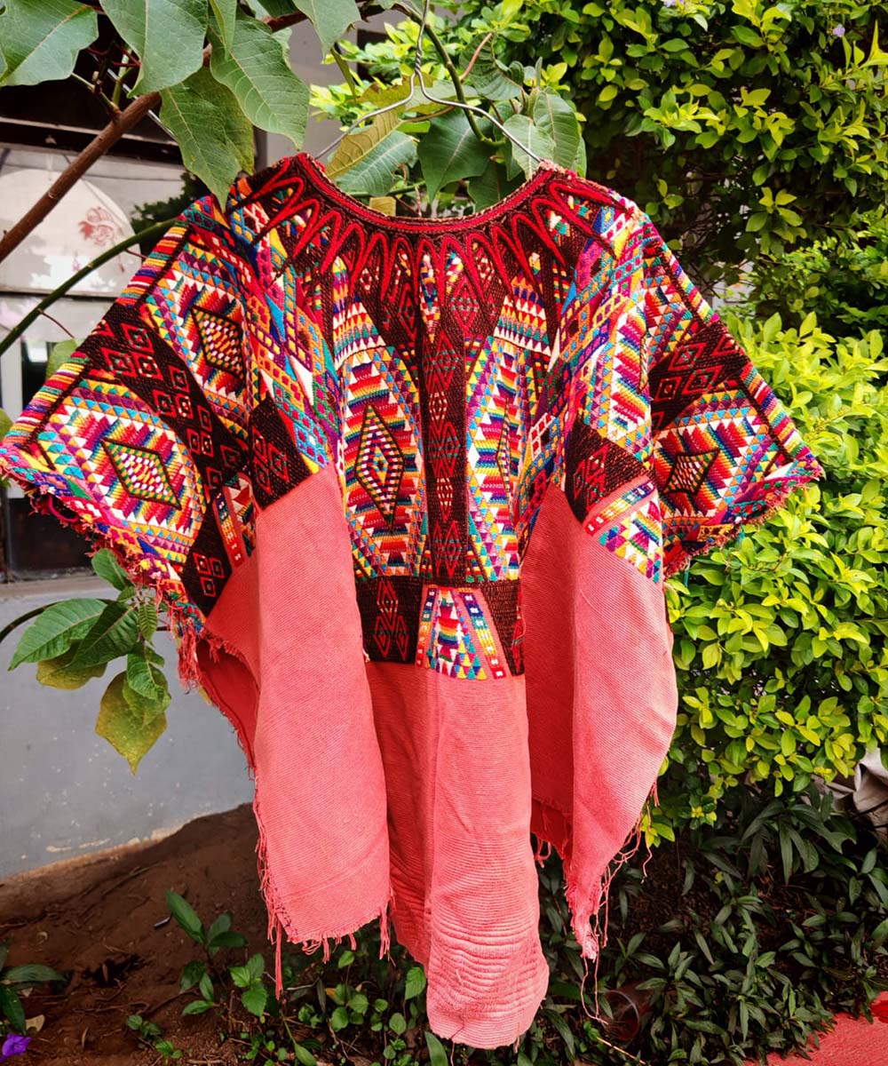 Vintage Guatemalan huipil with handwoven Mayan embroidery