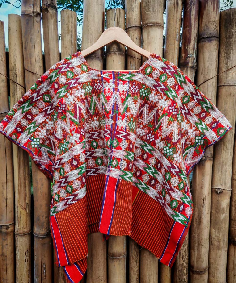 Vintage Guatemalan huipil with handwoven Mayan embroidery