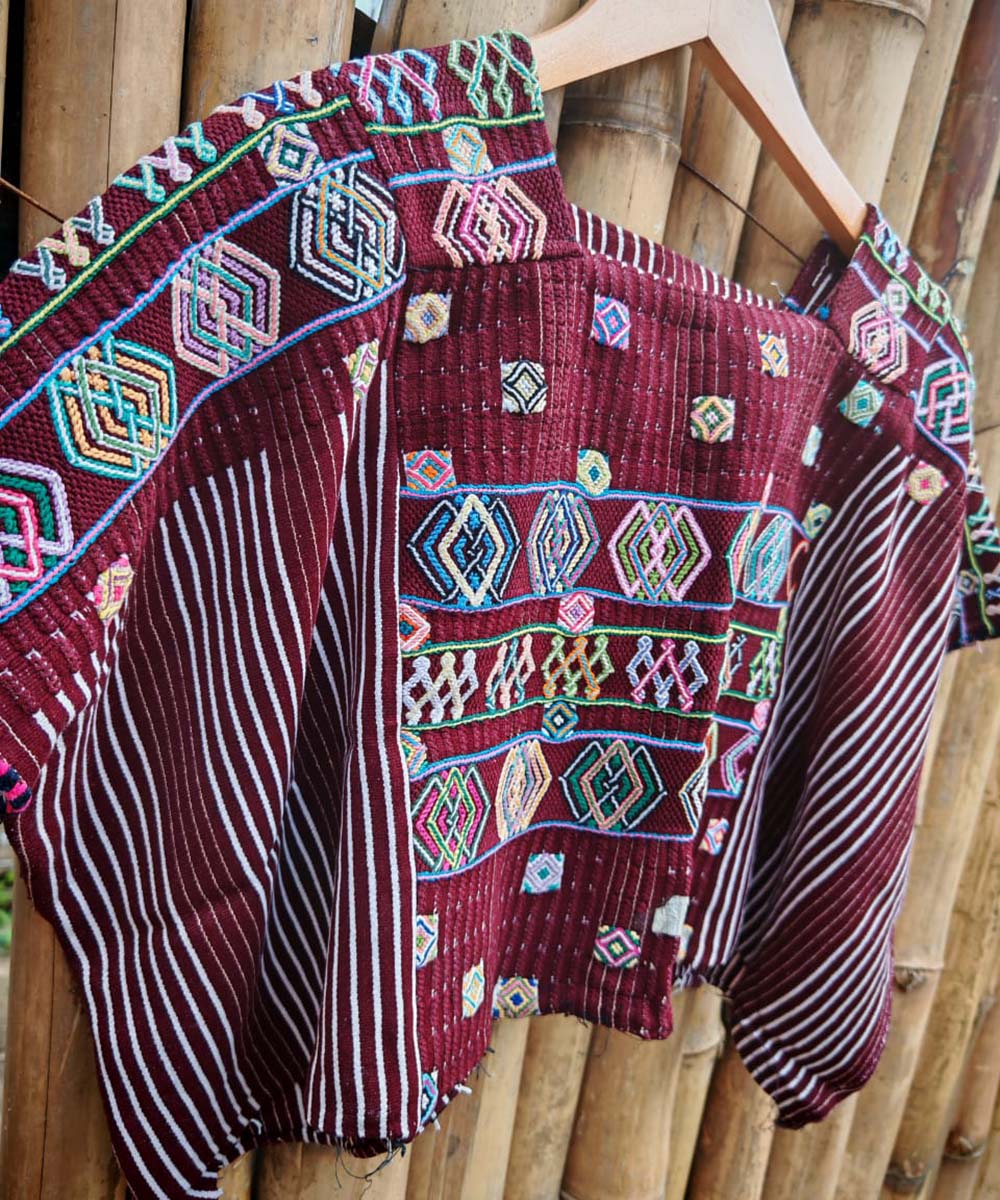 Vintage Guatemalan huipil with handwoven Mayan embroidery