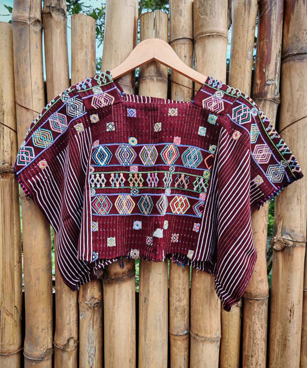 Vintage Guatemalan huipil with handwoven Mayan embroidery