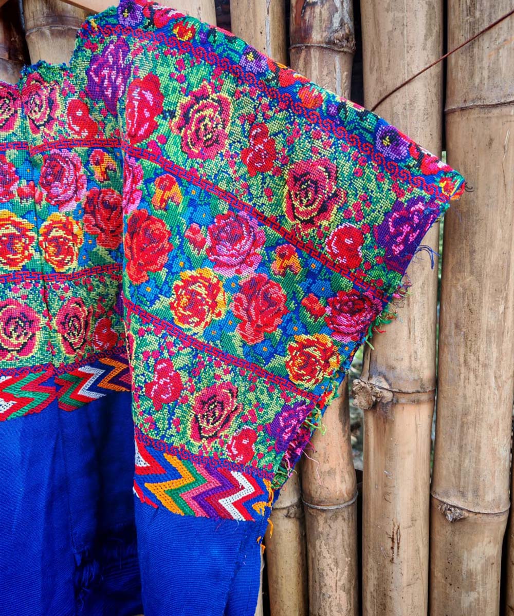 Vintage Guatemalan huipil with handwoven Mayan embroidery