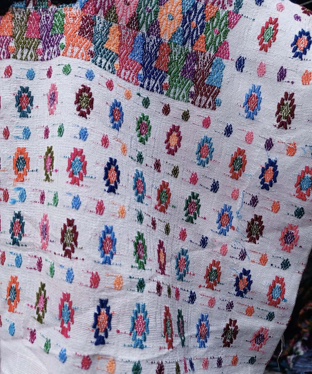 Vintage Guatemalan huipil with handwoven Mayan embroidery