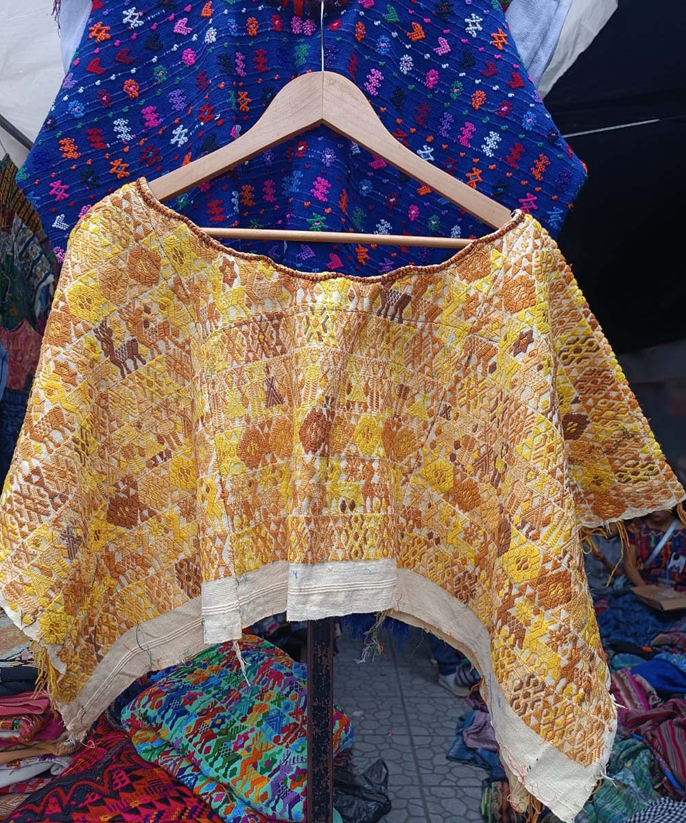 Yellow and bronze Coban huipil