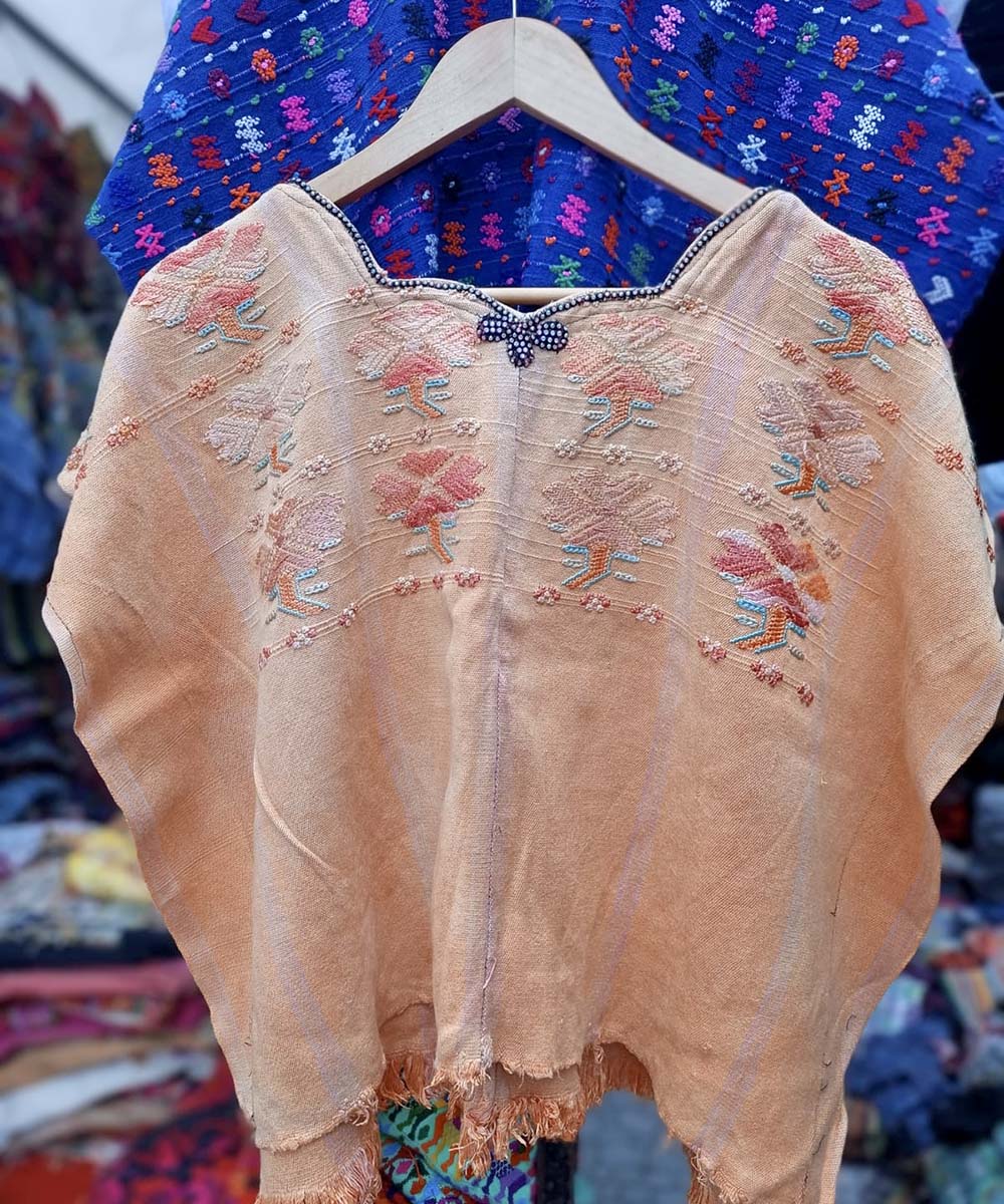 Vintage Guatemalan huipil with handwoven Mayan embroidery