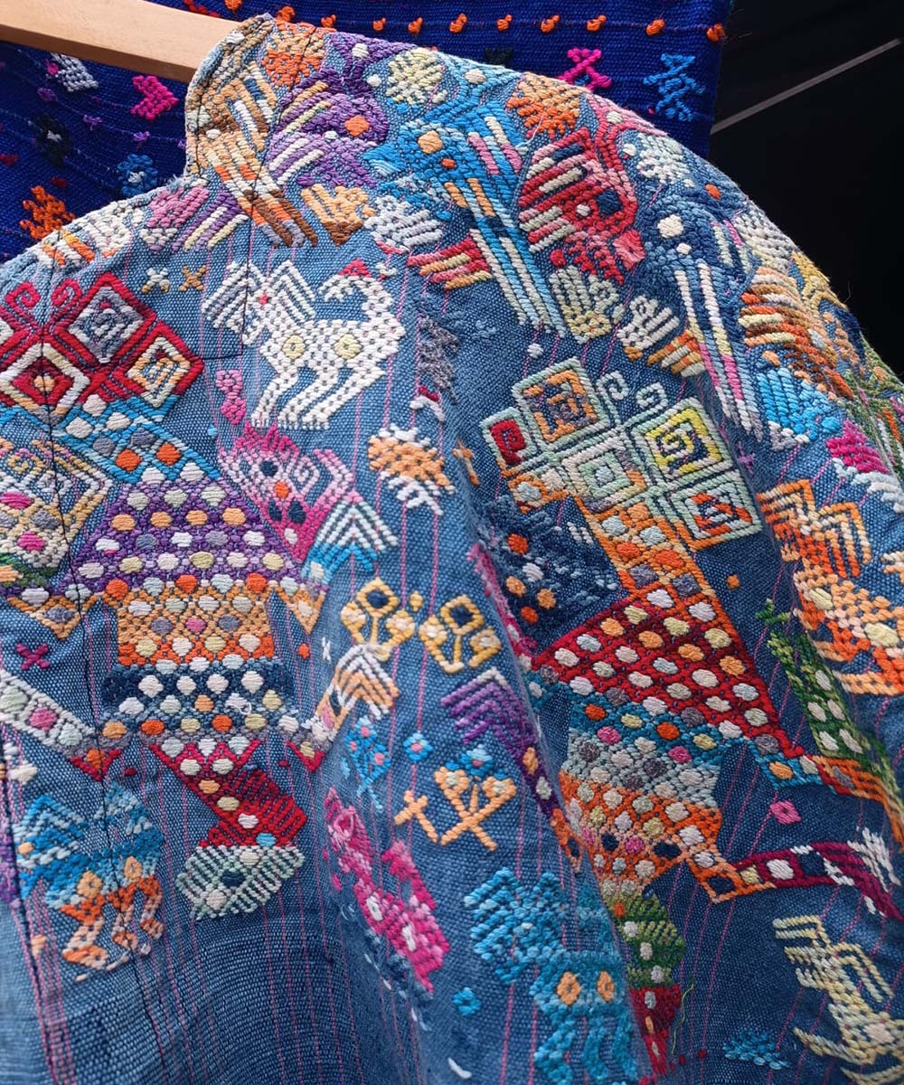 Vintage Guatemalan huipil with handwoven Mayan embroidery