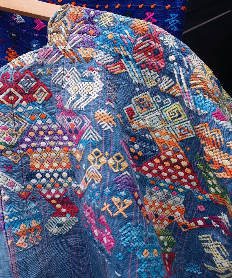 Vintage Guatemalan huipil with handwoven Mayan embroidery