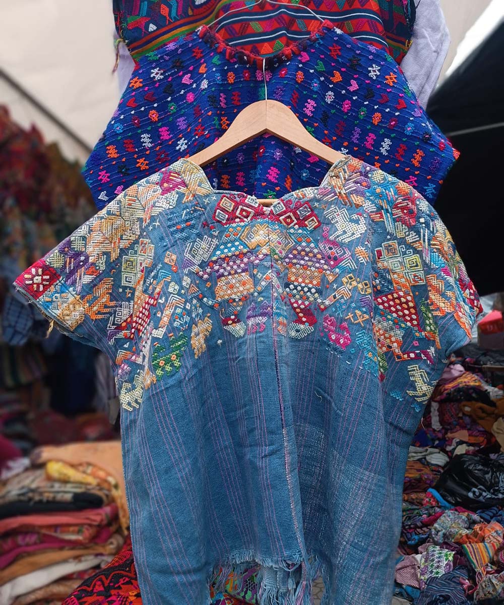 Vintage Guatemalan huipil with handwoven Mayan embroidery