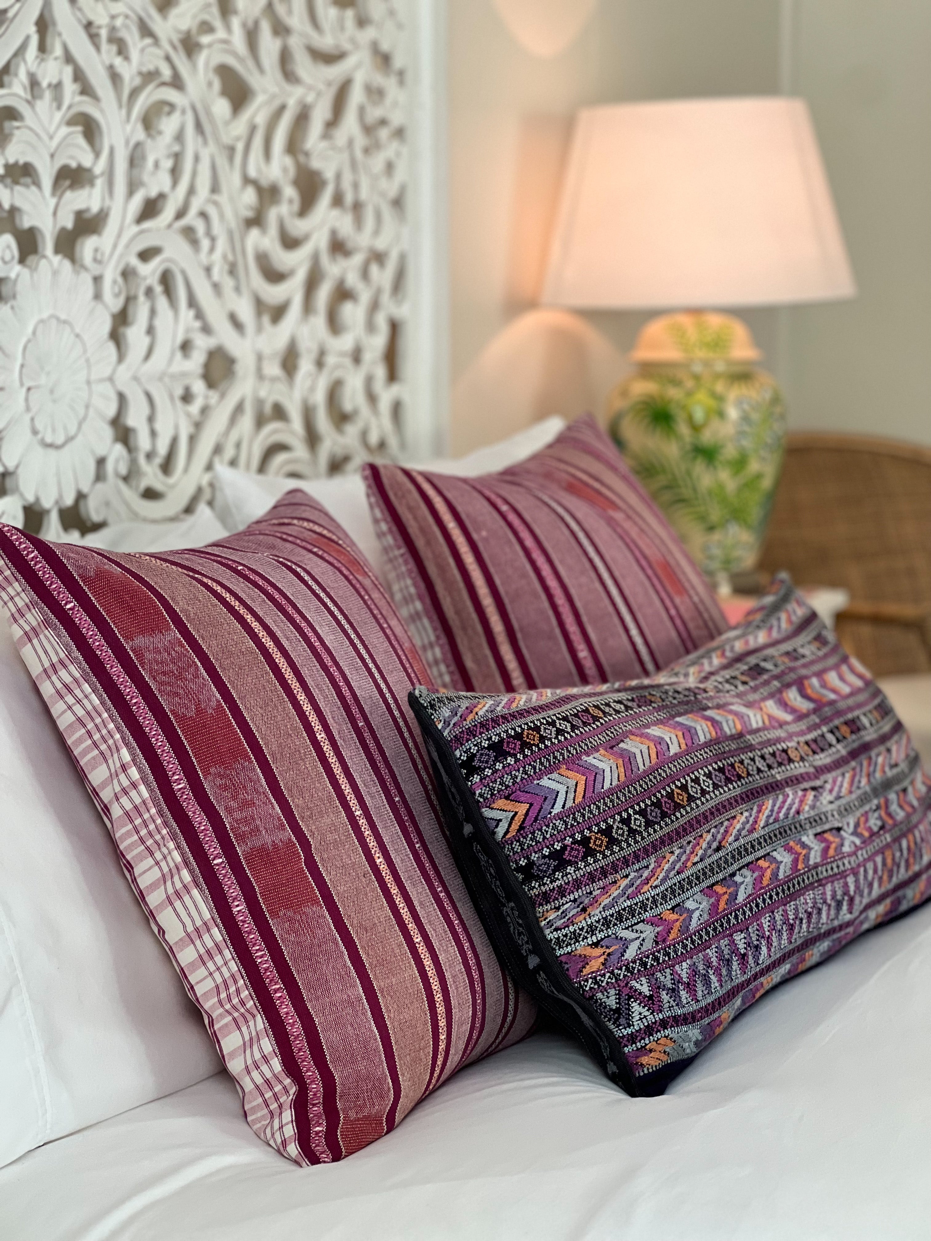 Embroidered Vintage textile huipil cushion