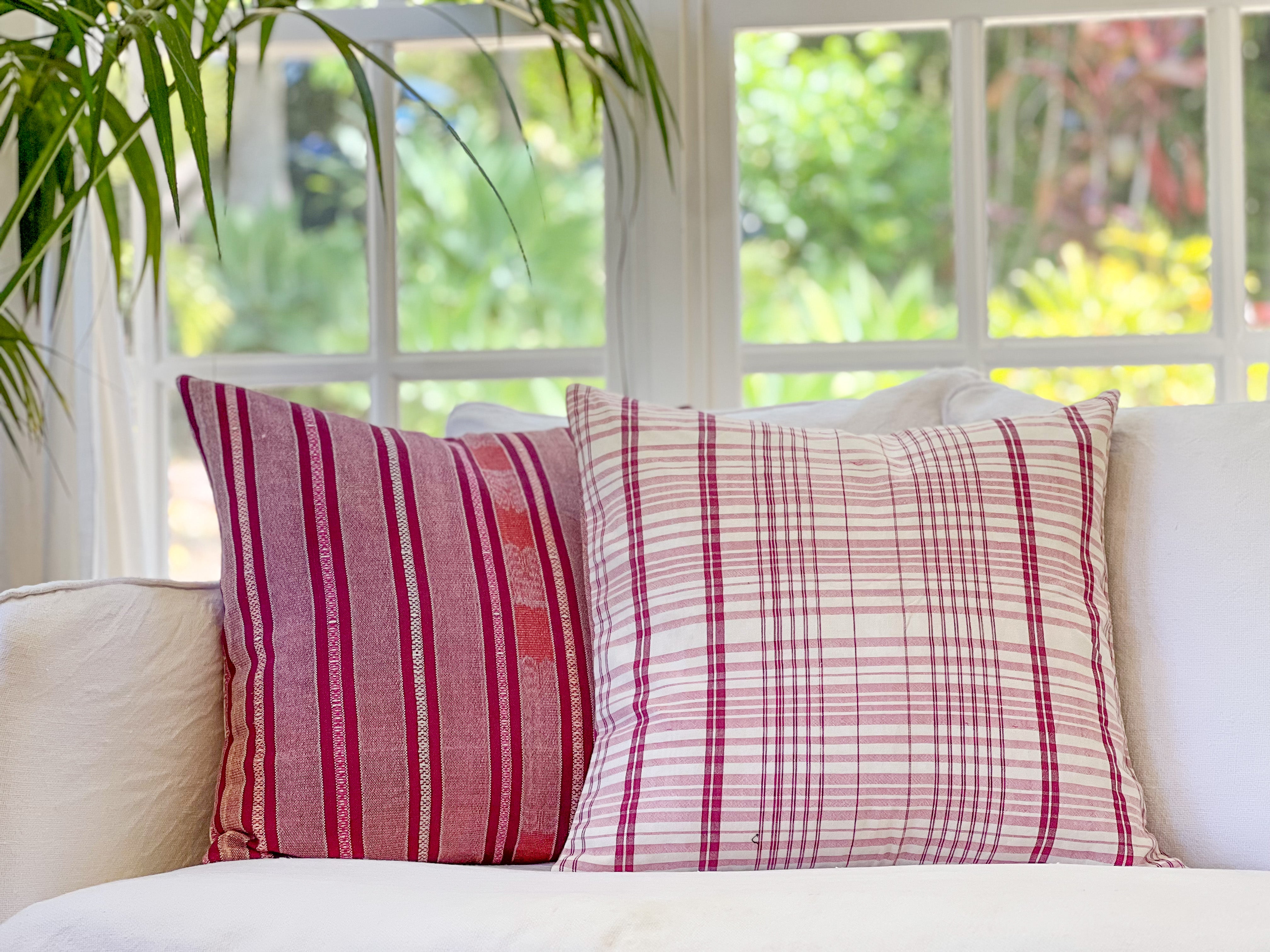 Embroidered Vintage textile huipil cushion