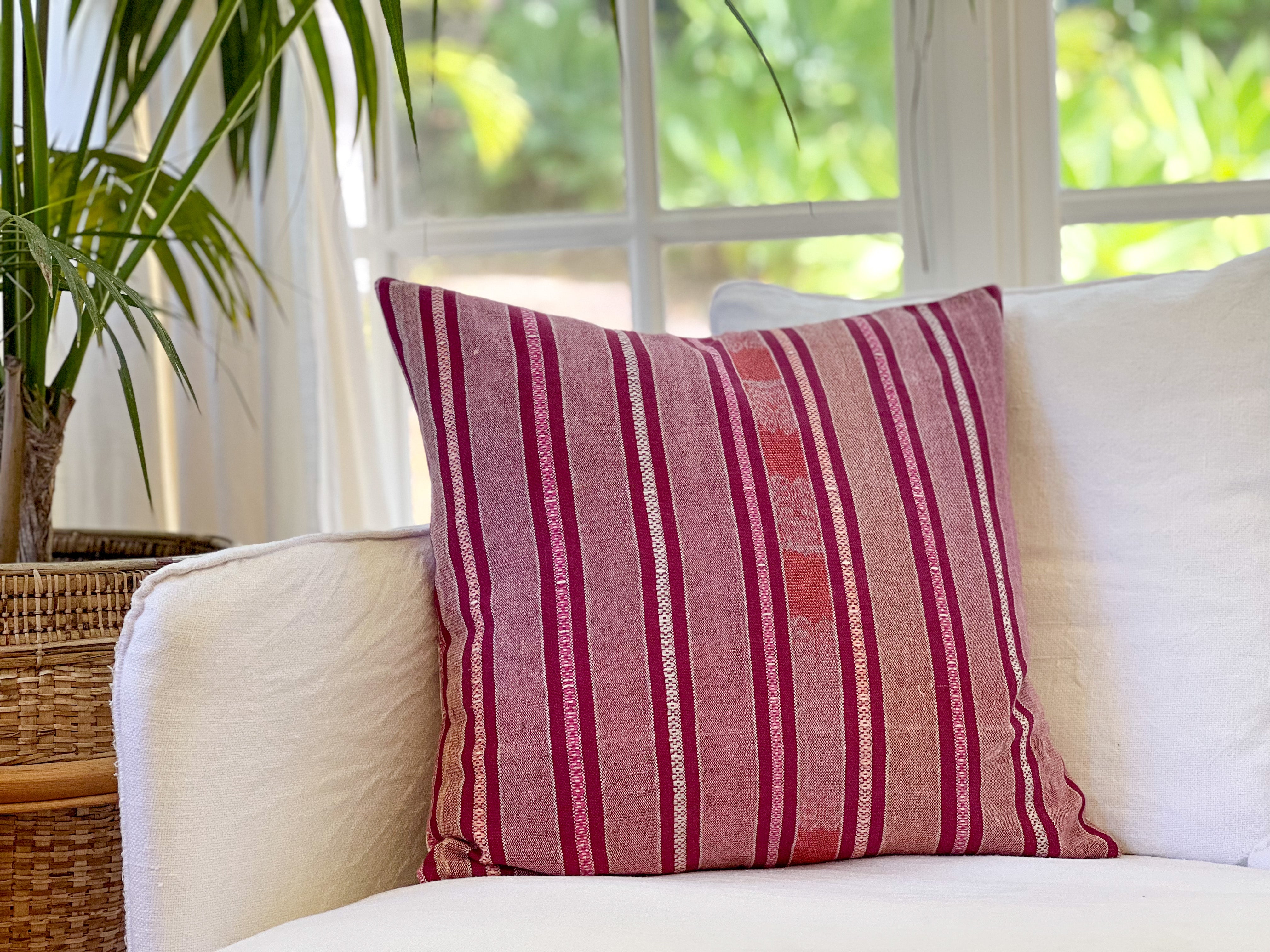 Embroidered Vintage textile huipil cushion