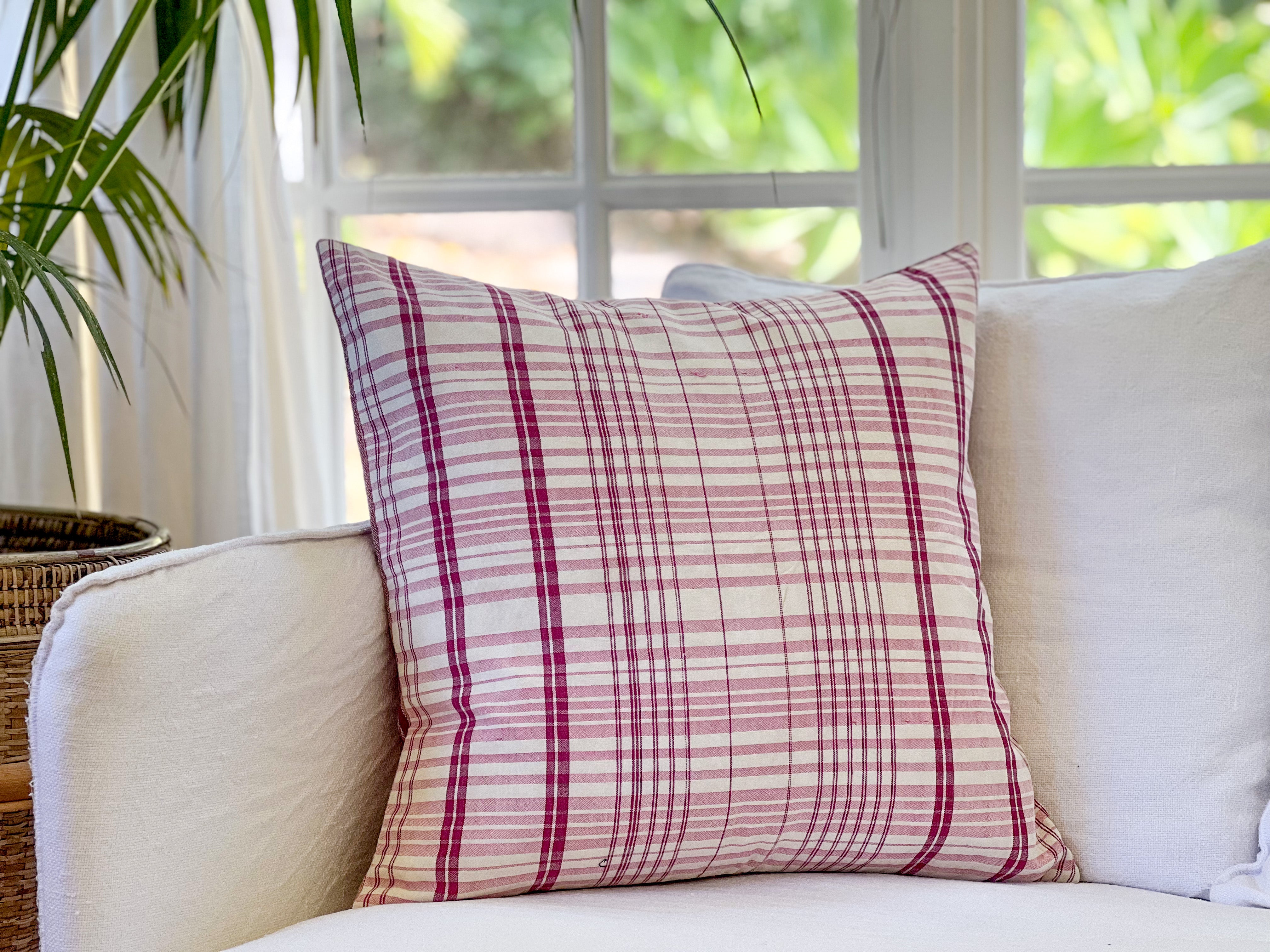 Embroidered Vintage textile huipil cushion