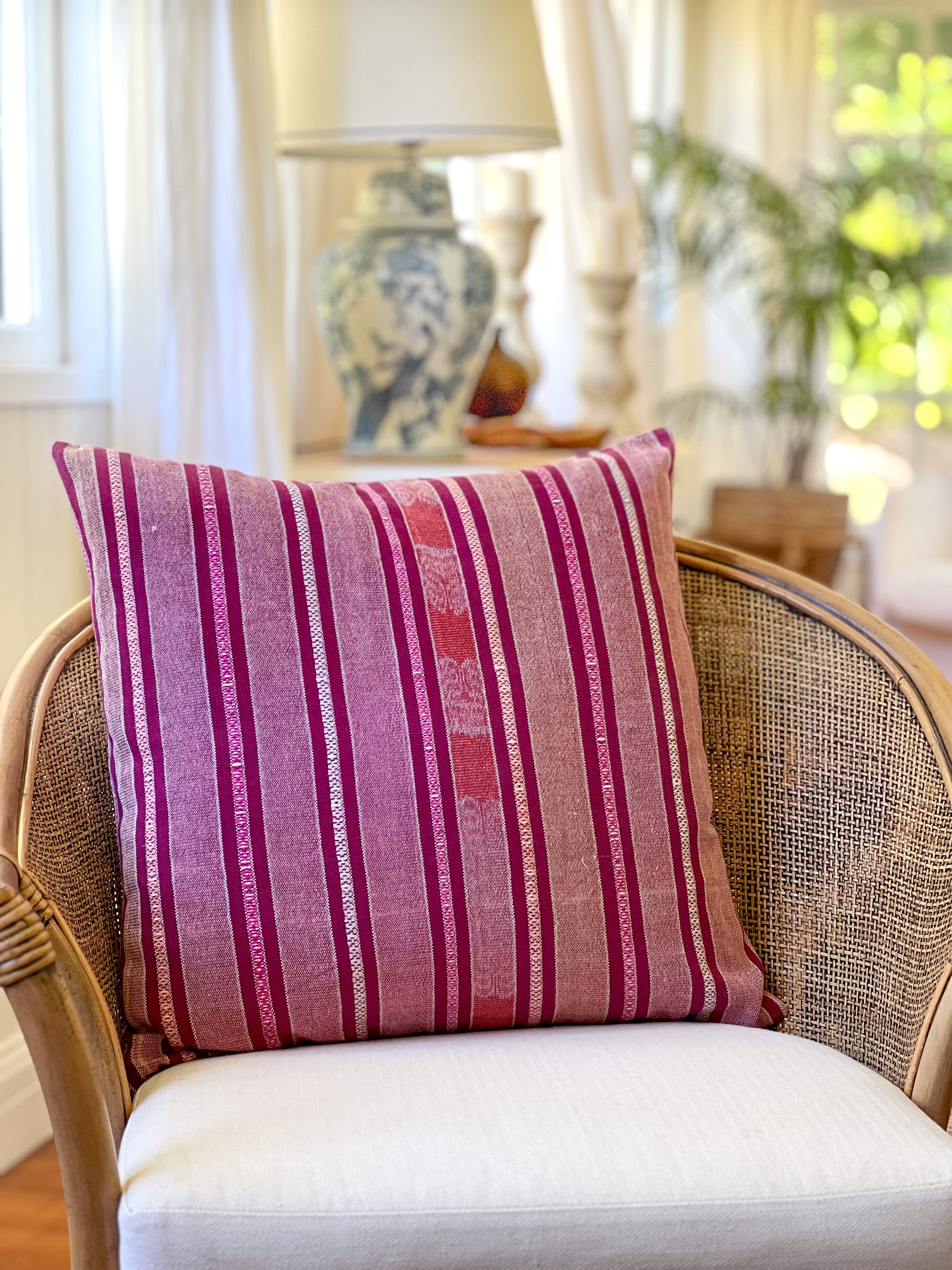 Embroidered Vintage textile huipil cushion
