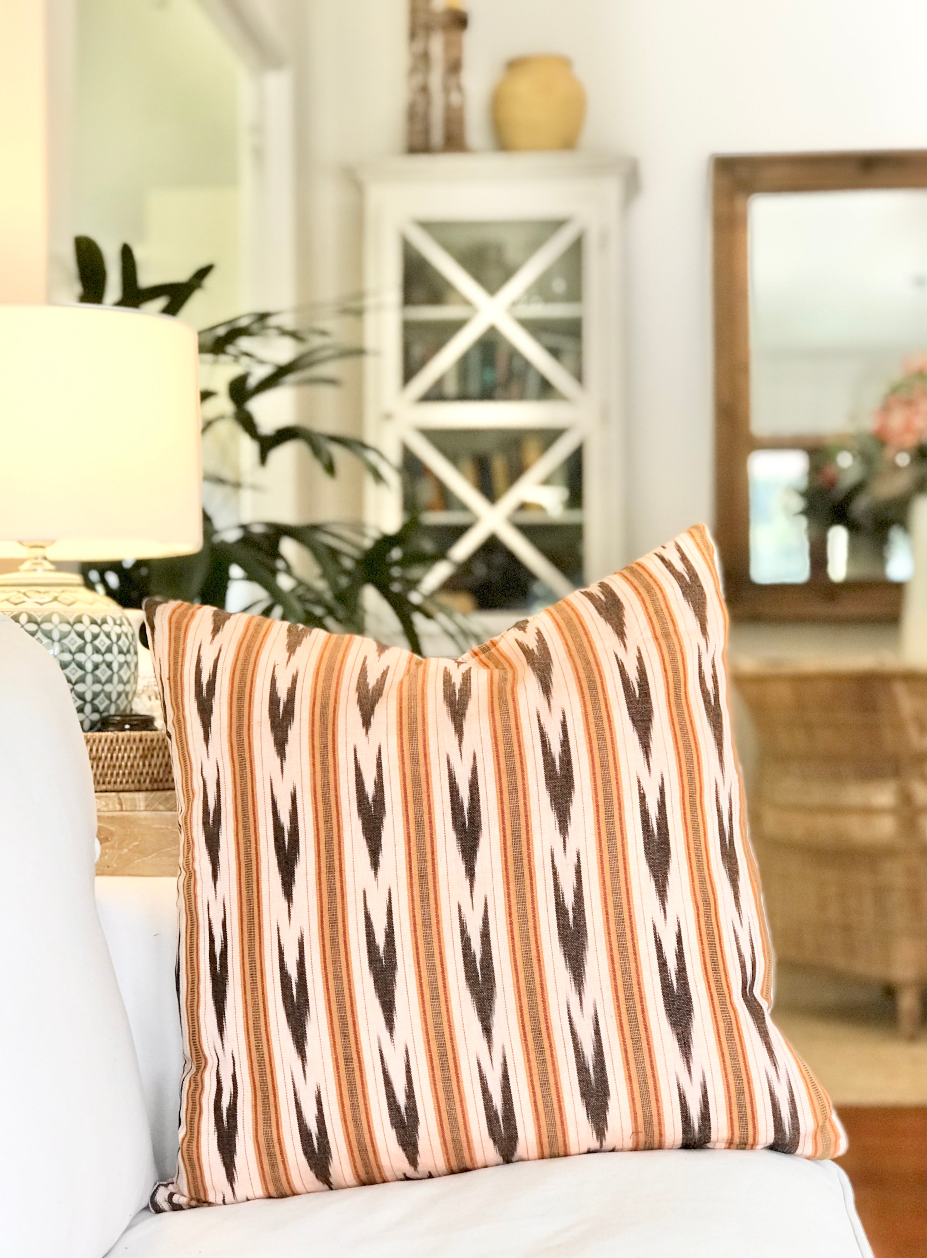 Orange Ikat Throw Pillow