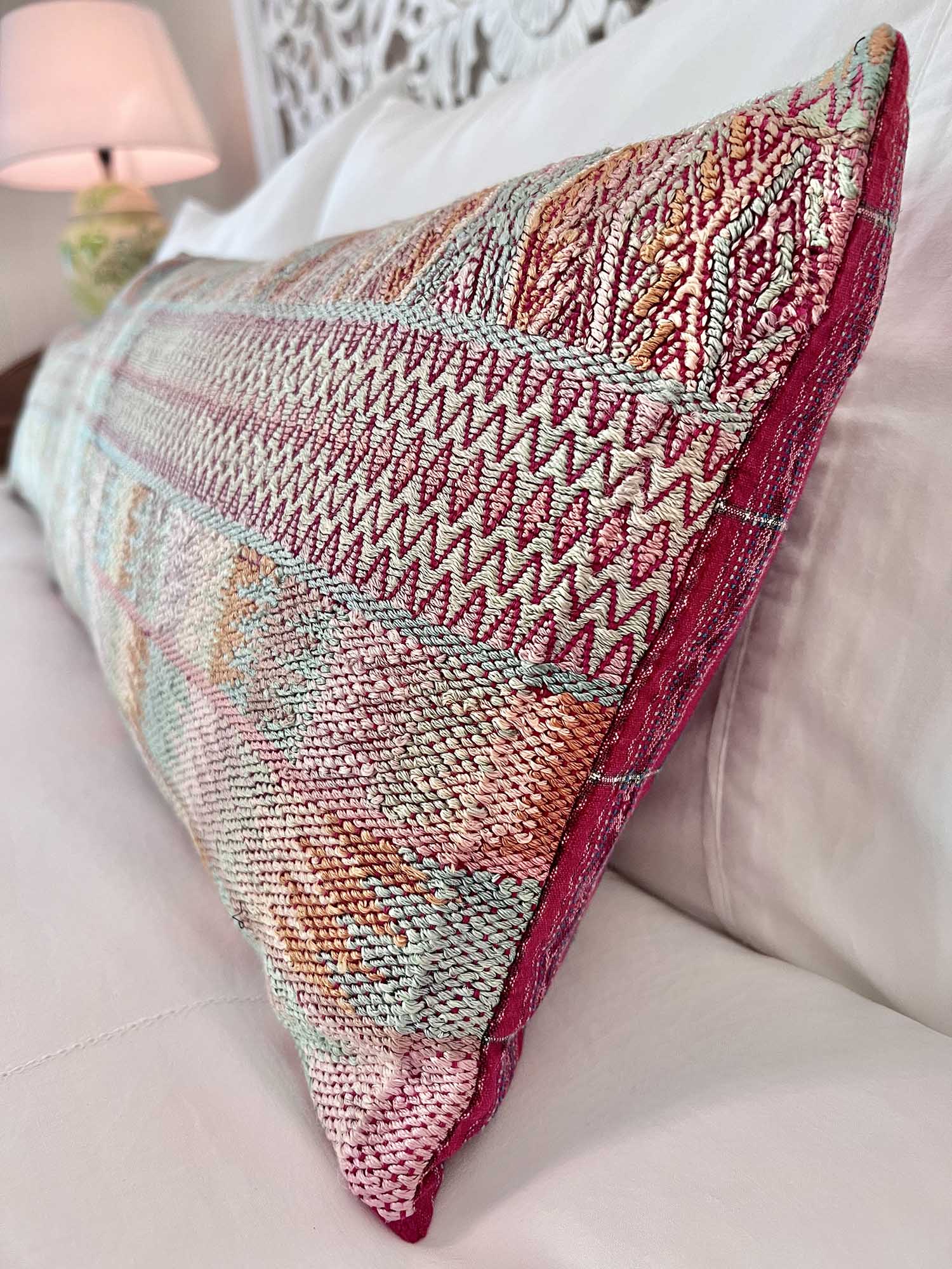 Embroidered Vintage textile huipil cushion