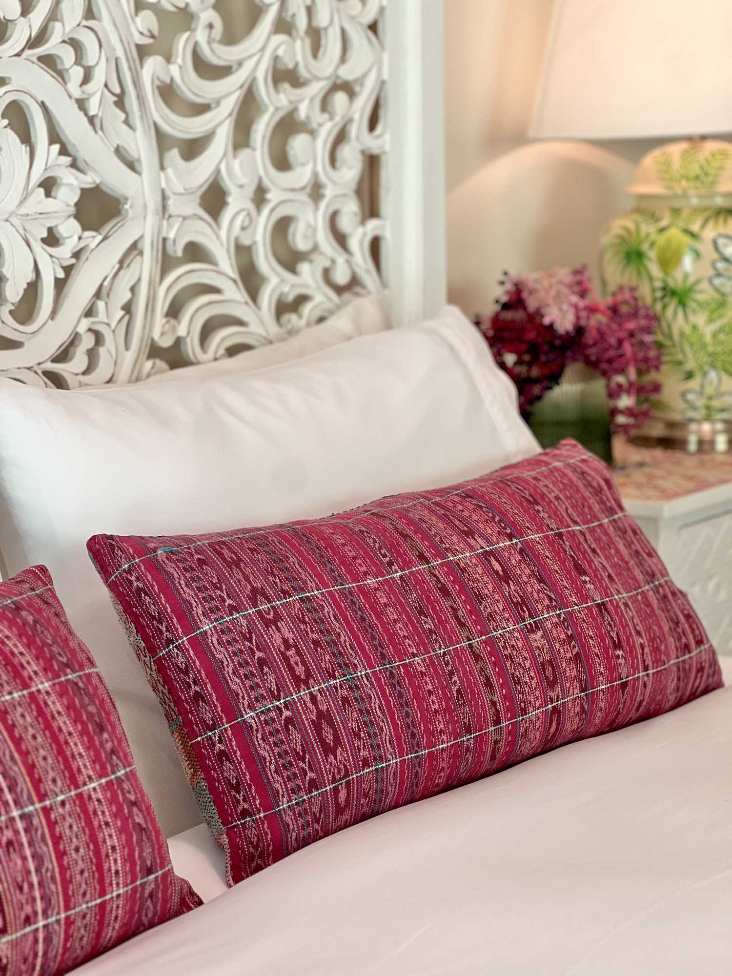 Embroidered Vintage textile huipil cushion