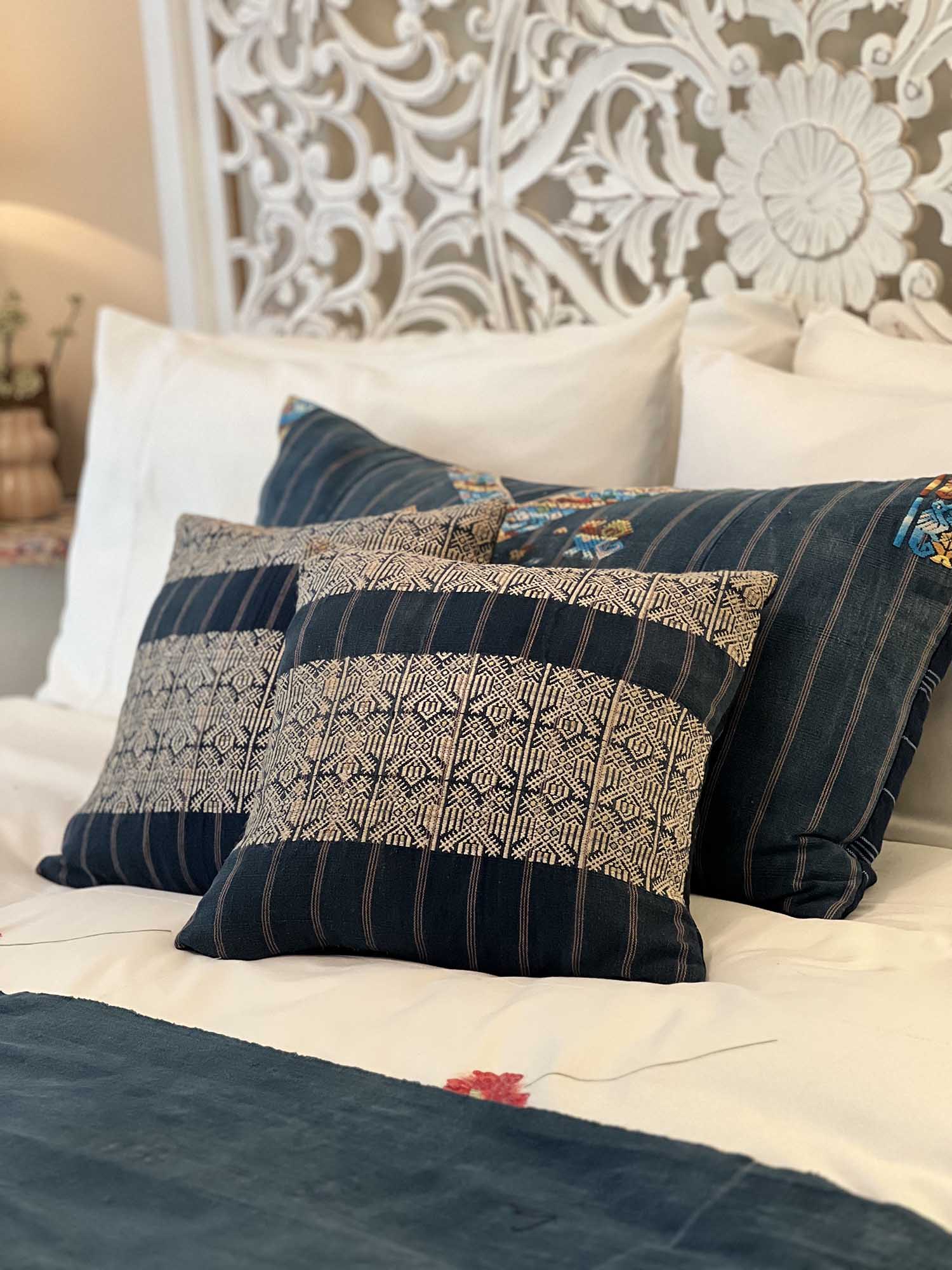 Embroidered Vintage textile huipil cushion