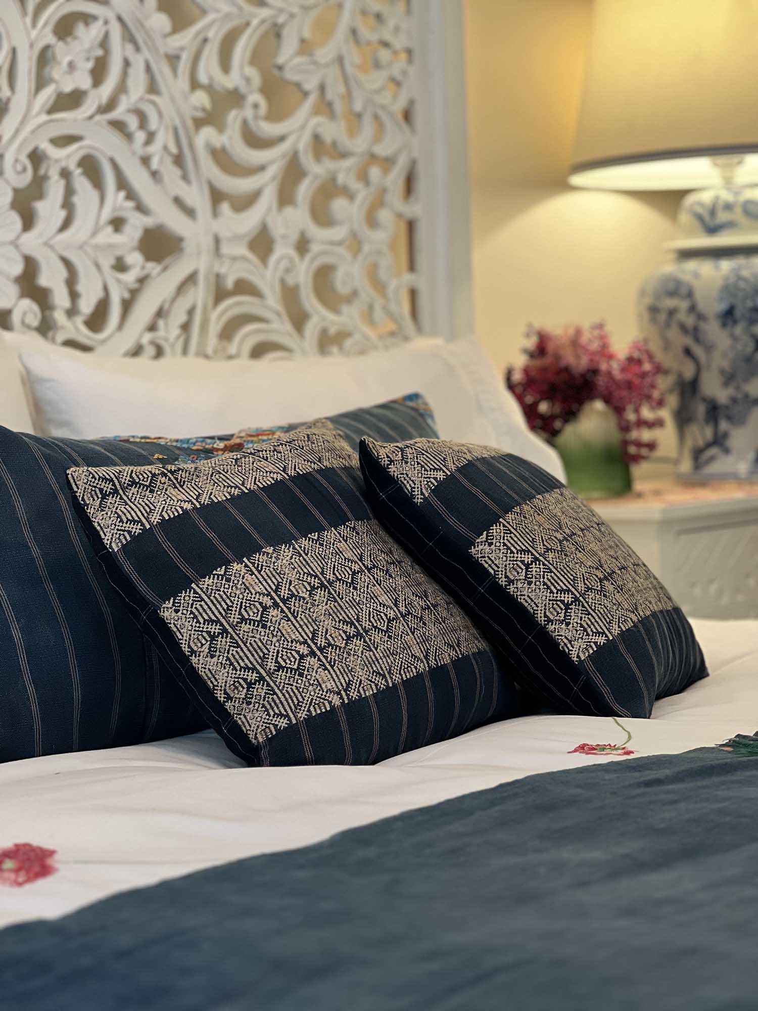 Embroidered Vintage textile huipil cushion