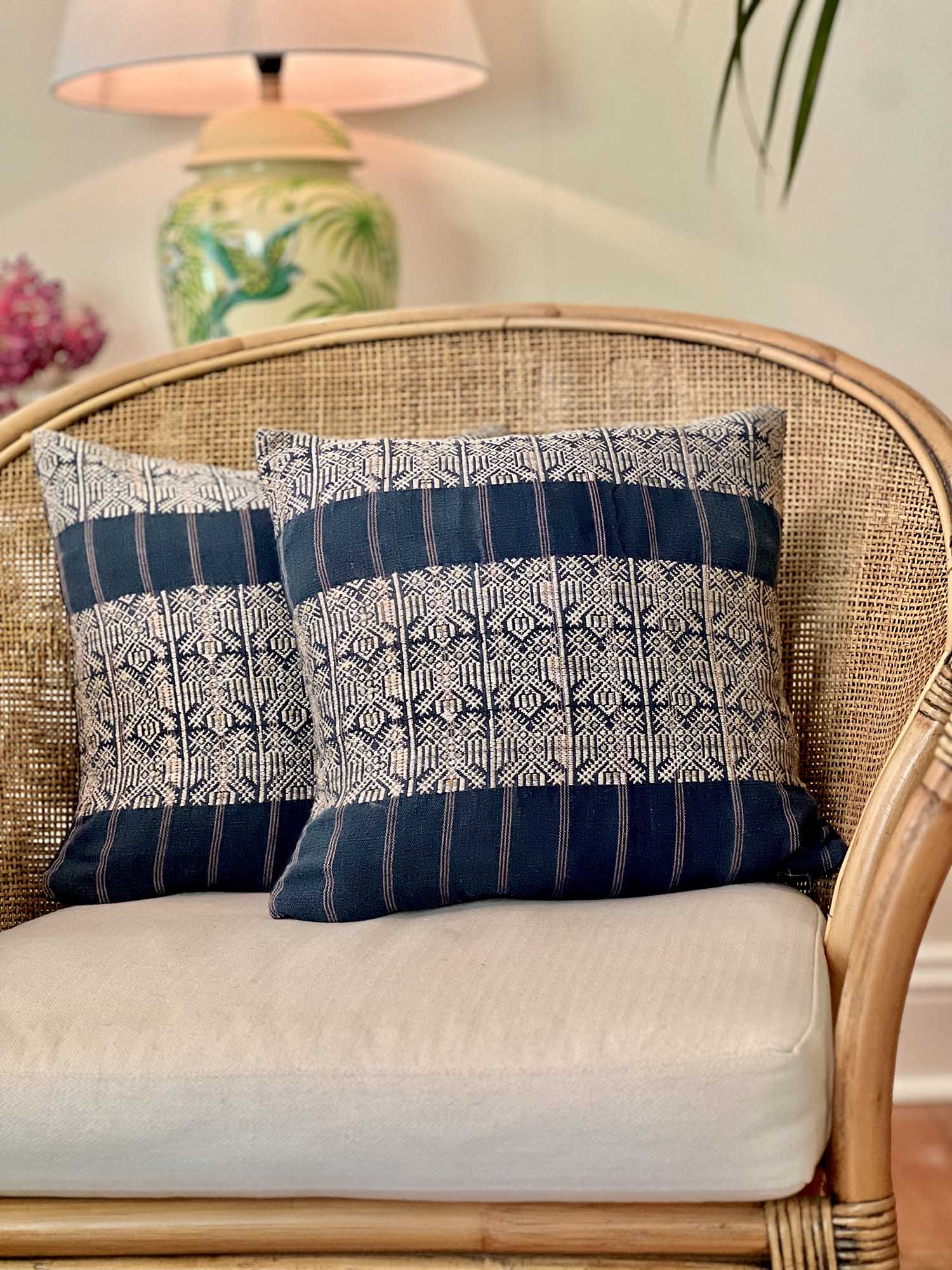 Embroidered Vintage textile huipil cushion
