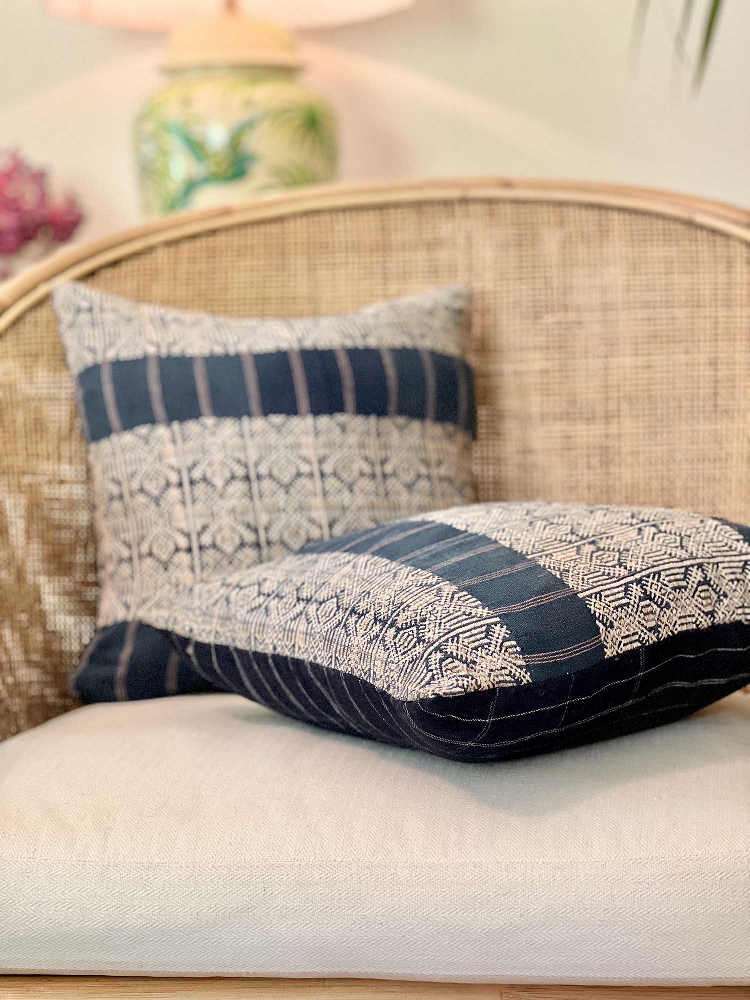 Embroidered Vintage textile huipil cushion