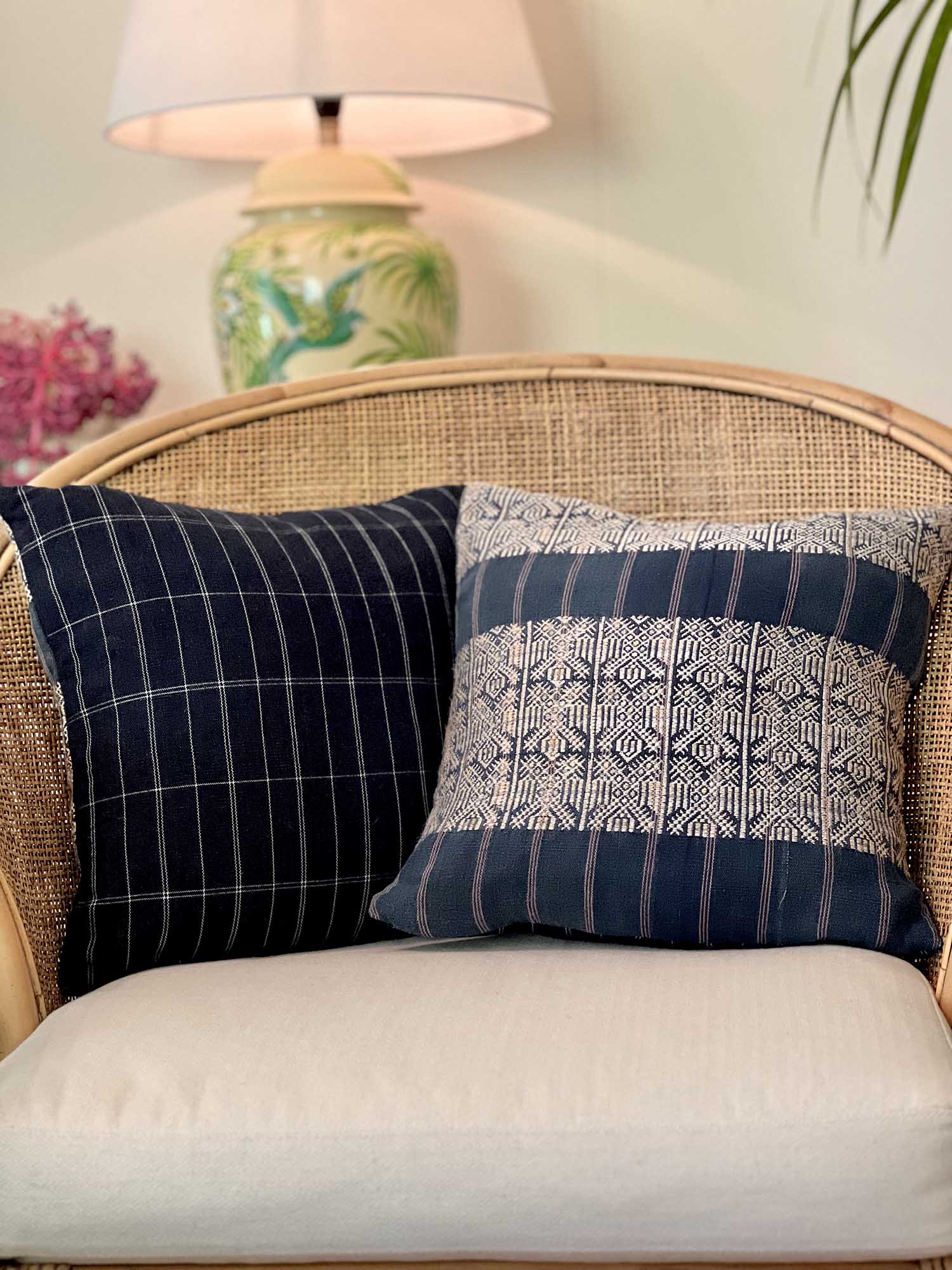 Embroidered Vintage textile huipil cushion