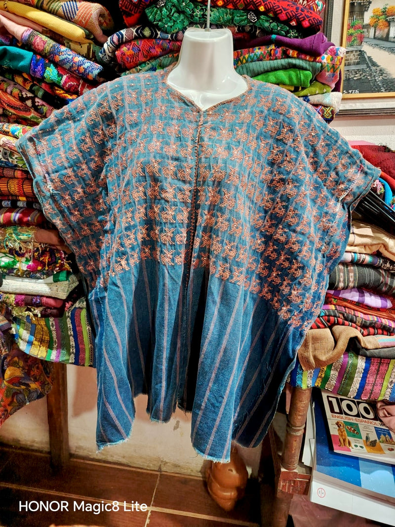 Indigo with Brown Deer Nahuala Huipil #6-360
