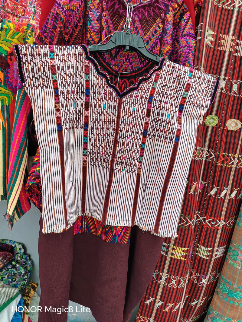 Brown and White Striped San Pedro Huipil #6-422