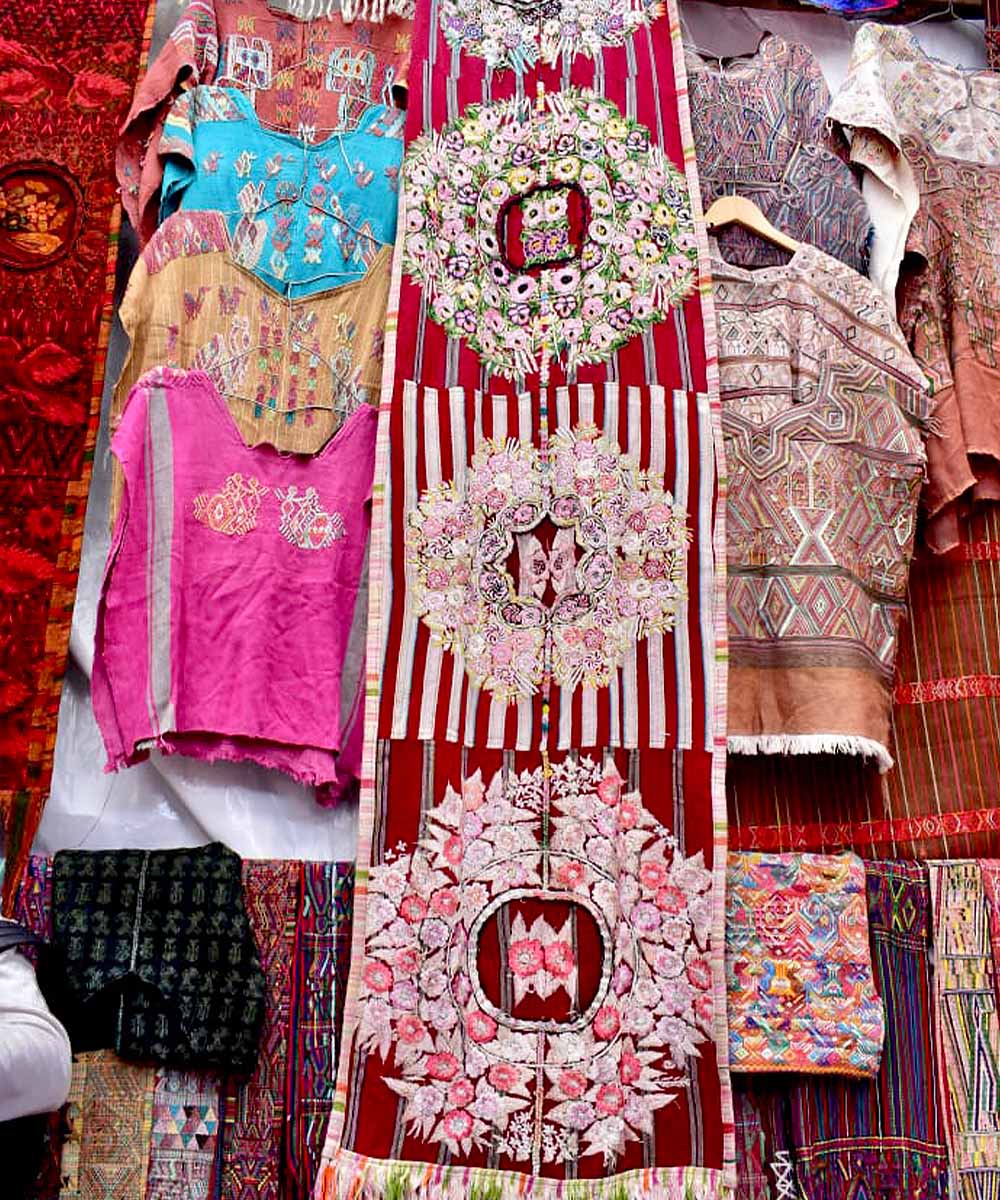 Pillow made from vintage Guatemalan huipil textiles