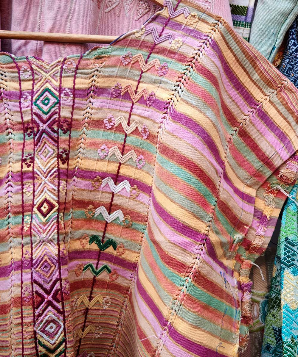 Embroidered Guatemalan huipil textile