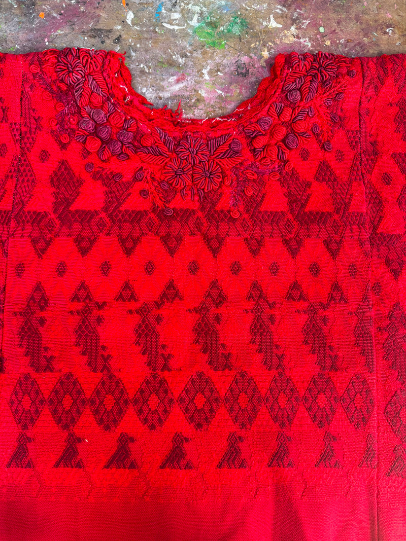 Red and Maroon Cobán Huipil #7-432