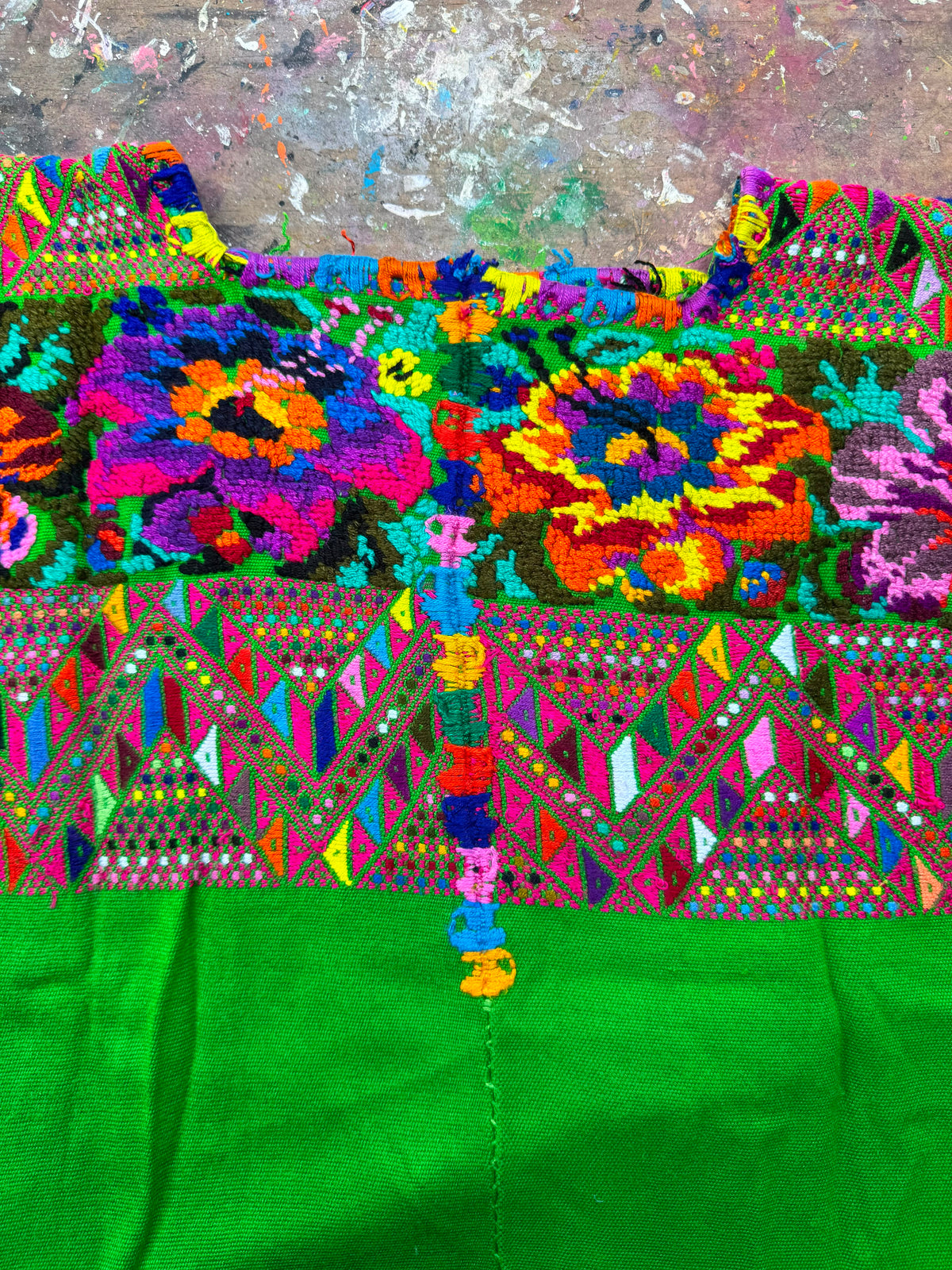 Bright Green Nahualá Huipil #7-387