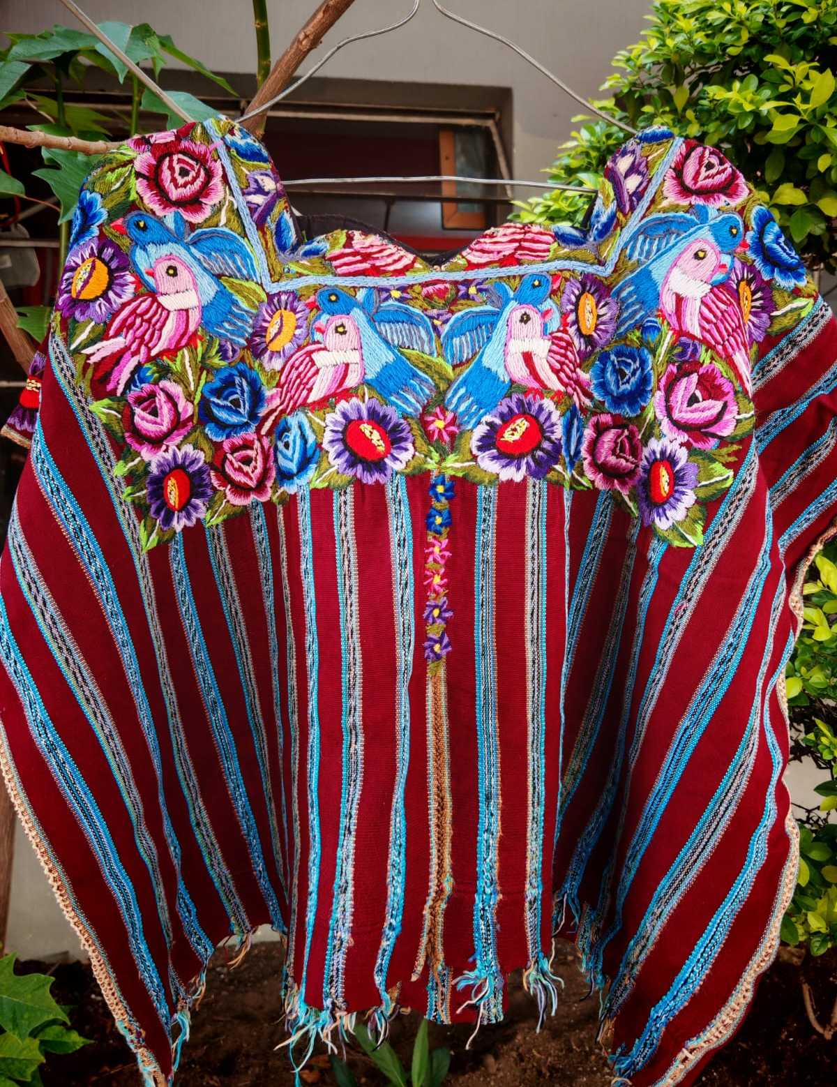 Burgundy and Blue Patzun Huipil #6-256
