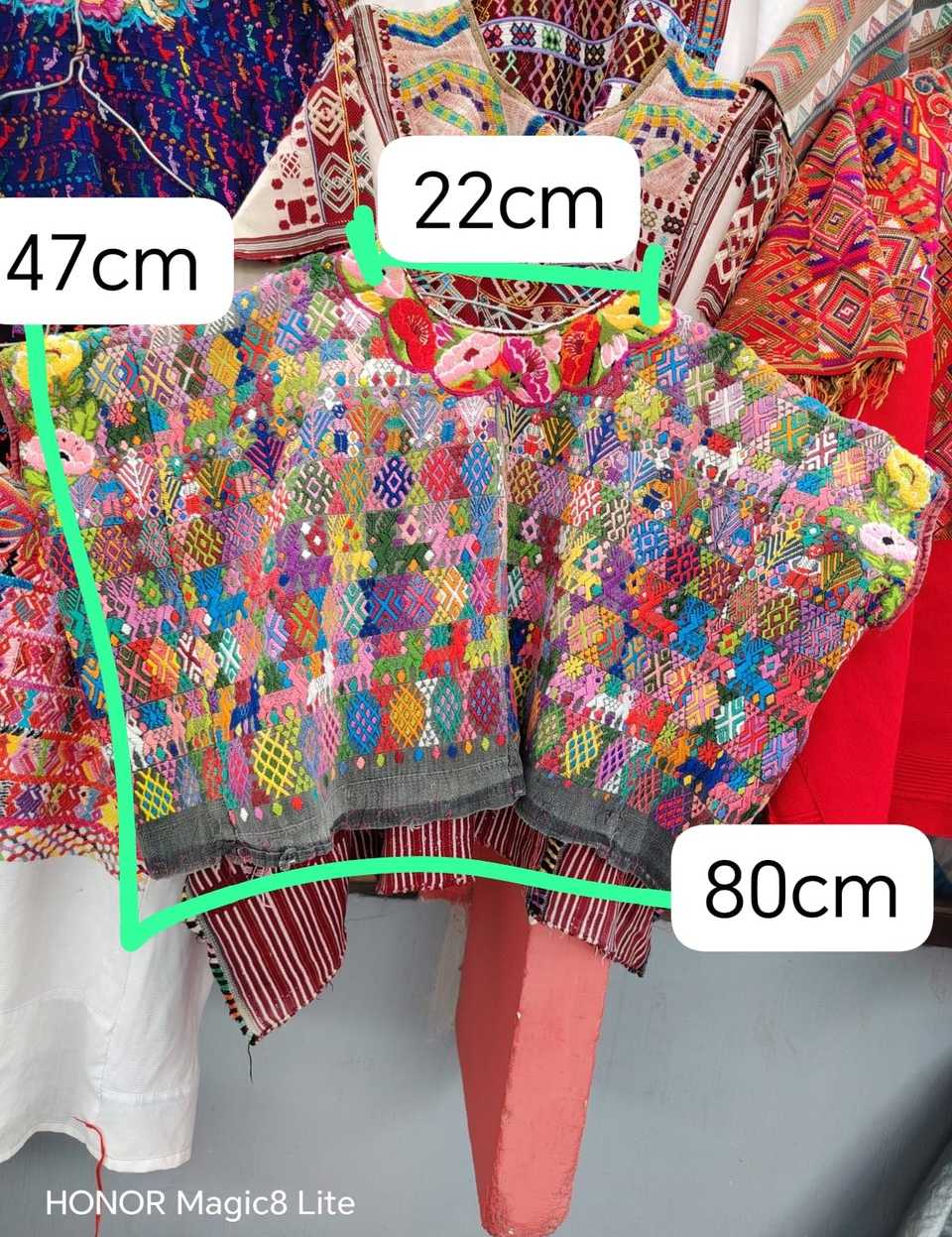 Colourful on faded black Coban huipil #6-103