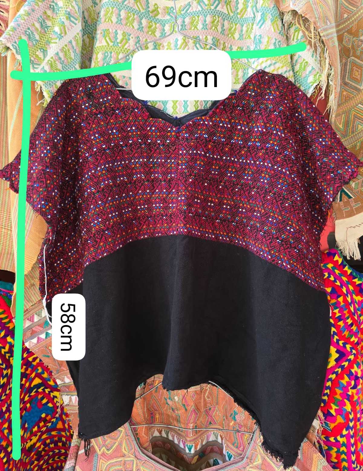 Raspberry and black Nahuala Huipil #6-245