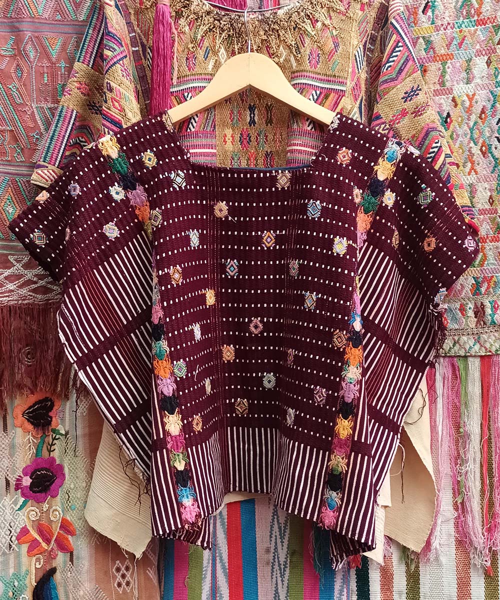 Vintage Guatemalan huipil with handwoven Mayan embroidery