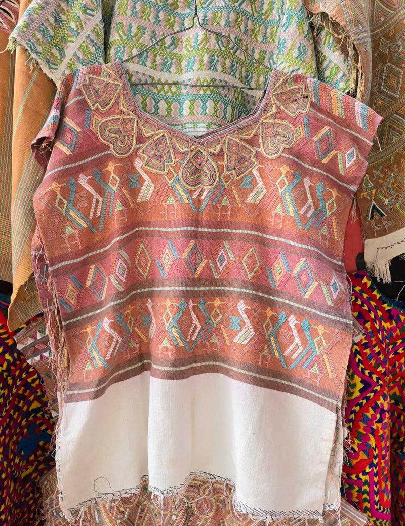 Terracotta and blue Nebaj Huipil #6-241