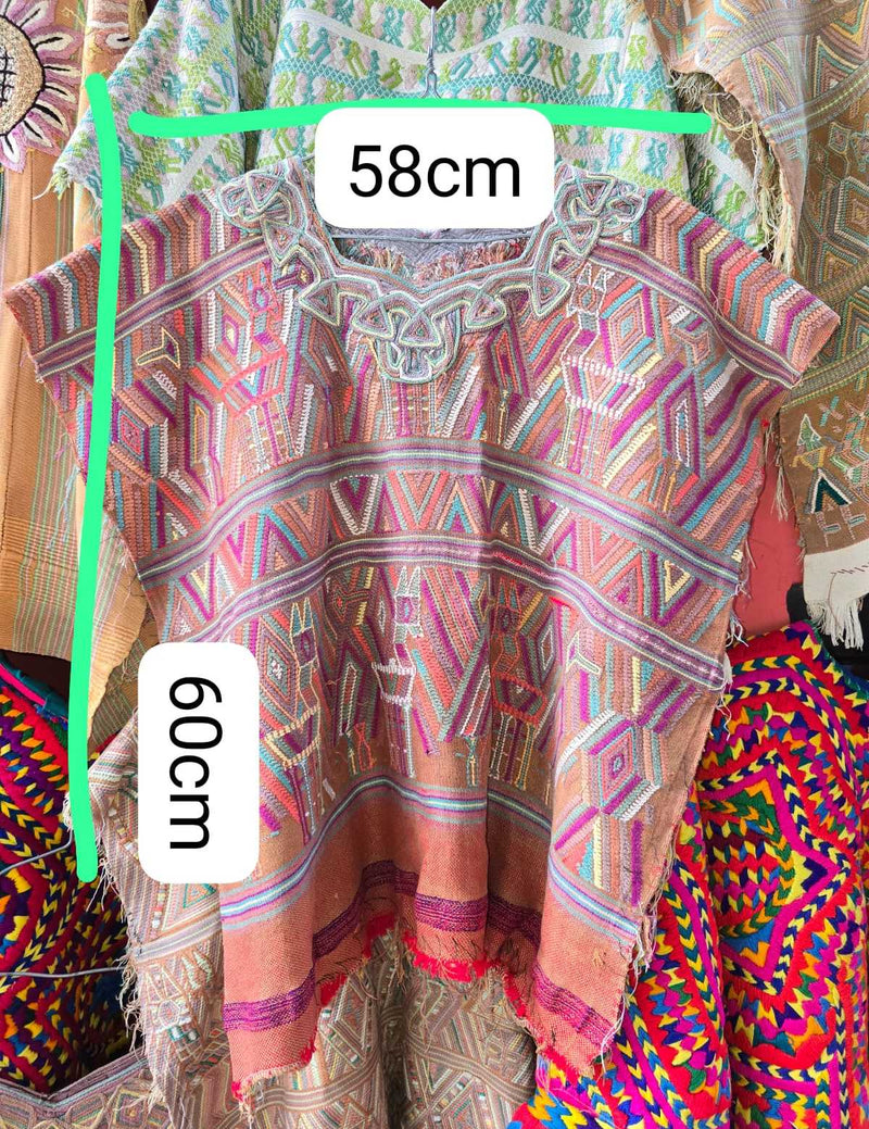 Biscuit and fuchsia Nebaj Huipil #6-247