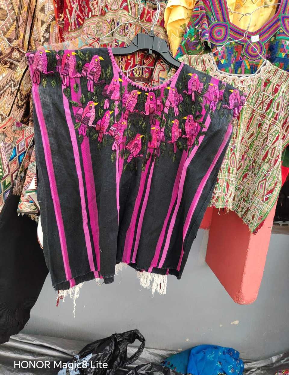 Pink and black Santiago huipil #5-36