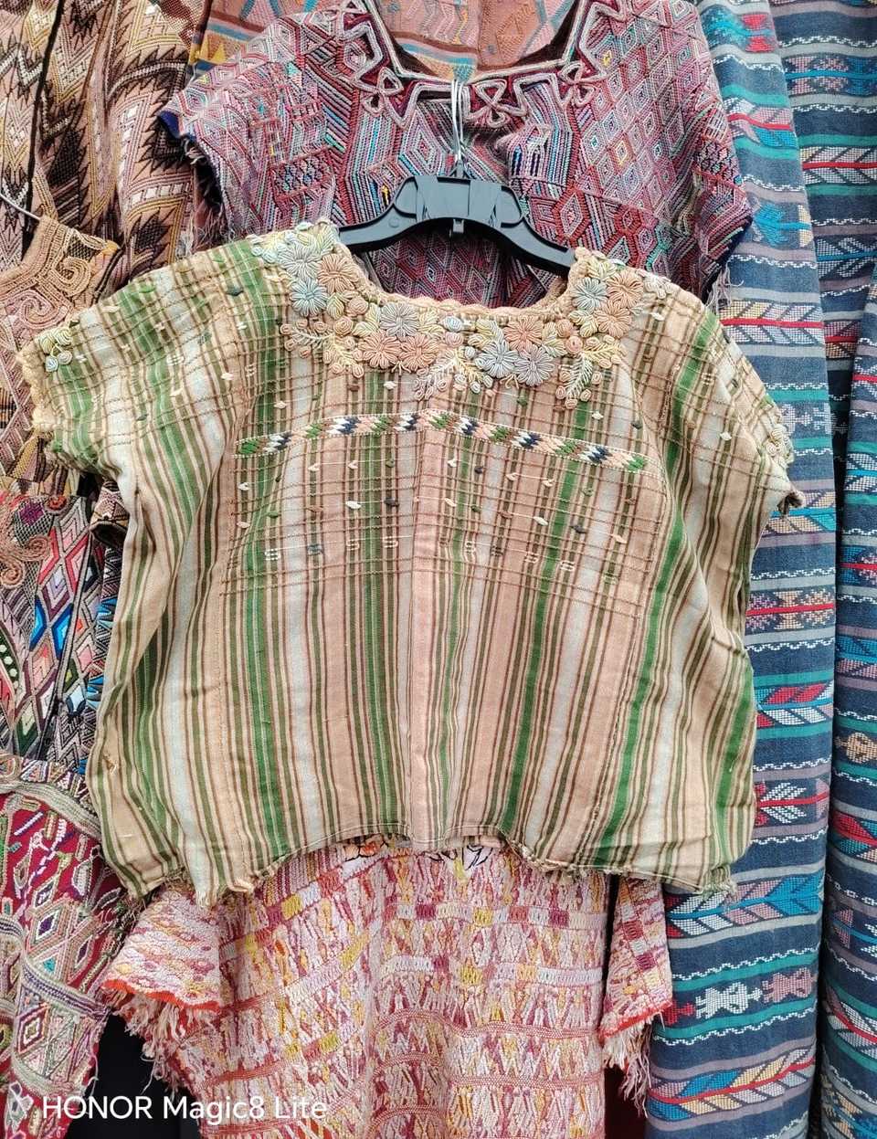 Pale green and pink Colotenango huipil #4-334