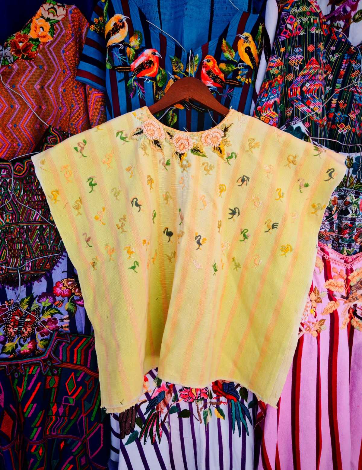 Primrose and pink Santiago huipil #2-18