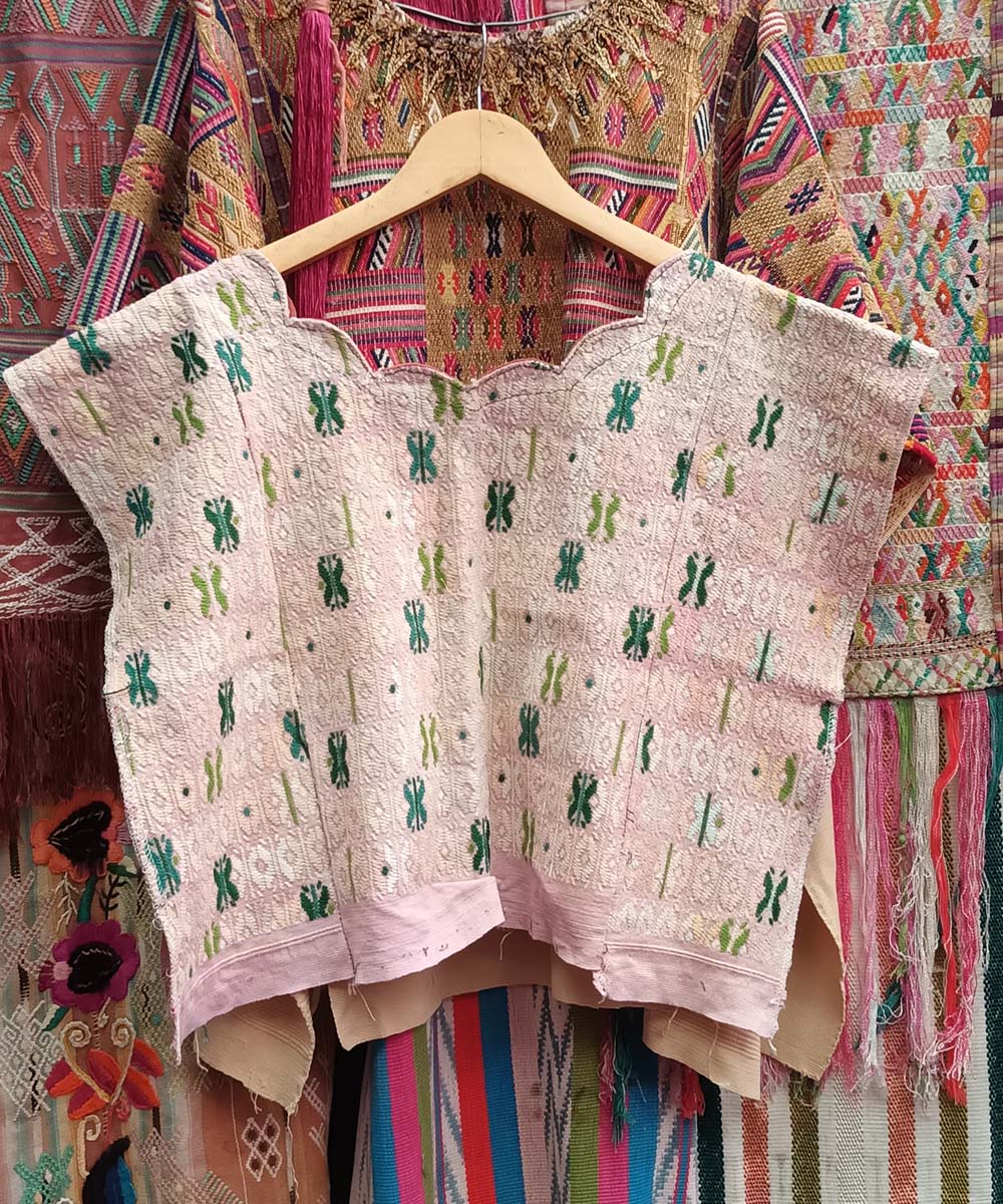 Vintage Guatemalan huipil with handwoven Mayan embroidery