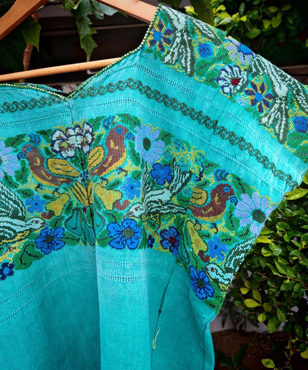 Vintage Guatemalan huipil with handwoven Mayan embroidery