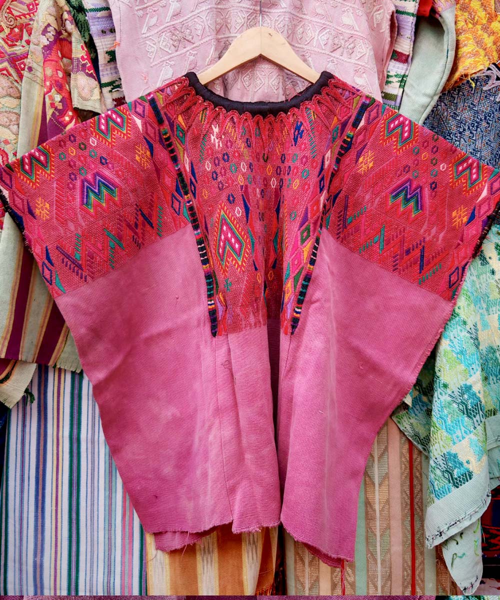 Vintage Guatemalan huipil with handwoven Mayan embroidery