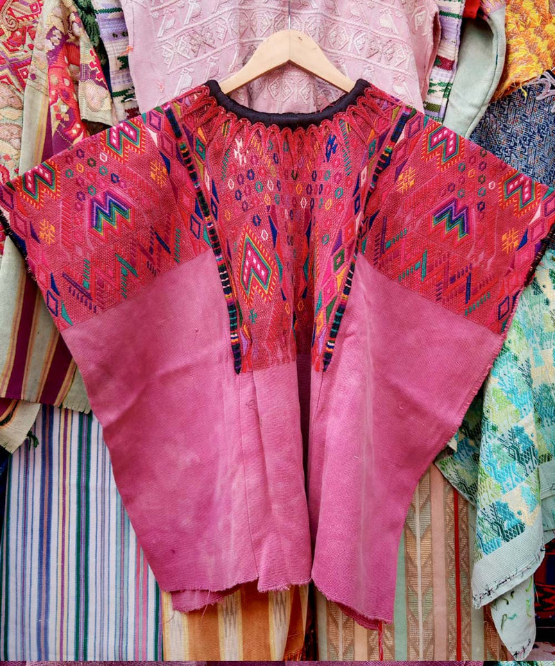 Vintage Guatemalan huipil with handwoven Mayan embroidery
