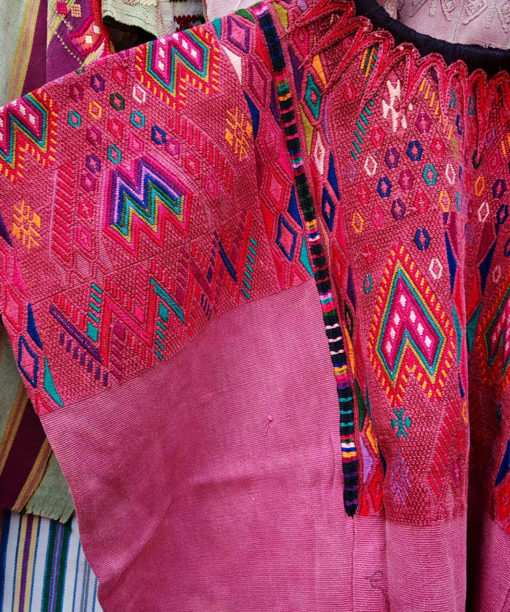 Vintage Guatemalan huipil with handwoven Mayan embroidery