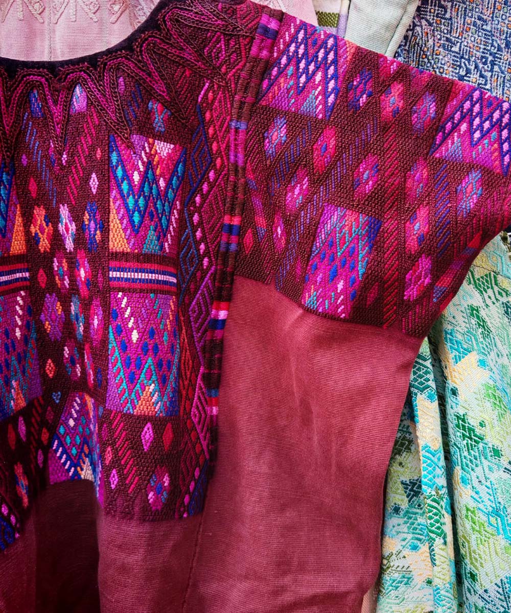 Vintage Guatemalan huipil with handwoven Mayan embroidery