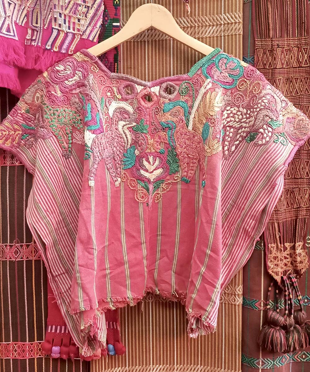 Vintage Guatemalan huipil with handwoven Mayan embroidery