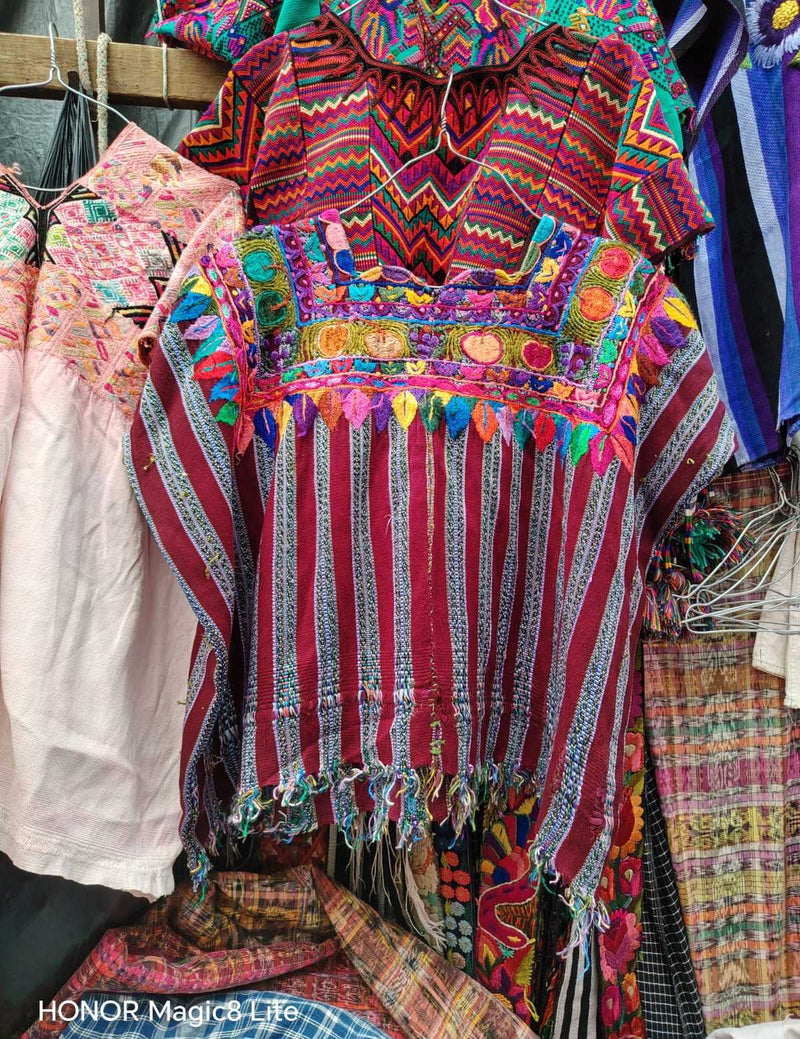 Burgundy and grey Patzun huipil #4-94
