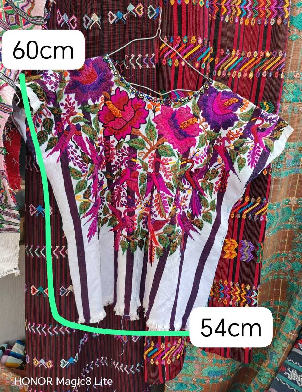 Pink and purple quetzal Santiago huipil #5-309