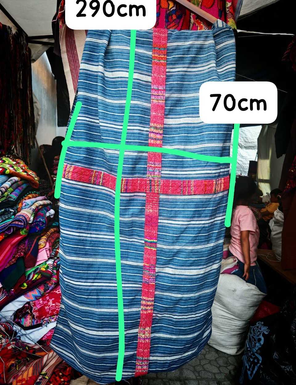 Blue with red and pink randa Chichicastenango corte #5-5
