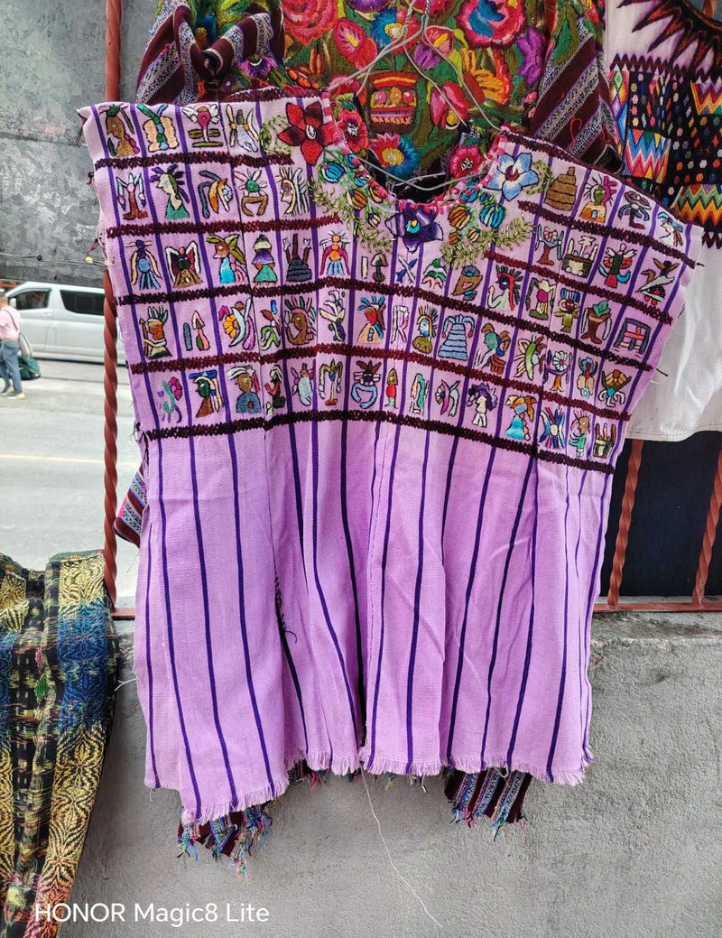 Mayan Motifs on Lilac Santiago Huipil #6-218